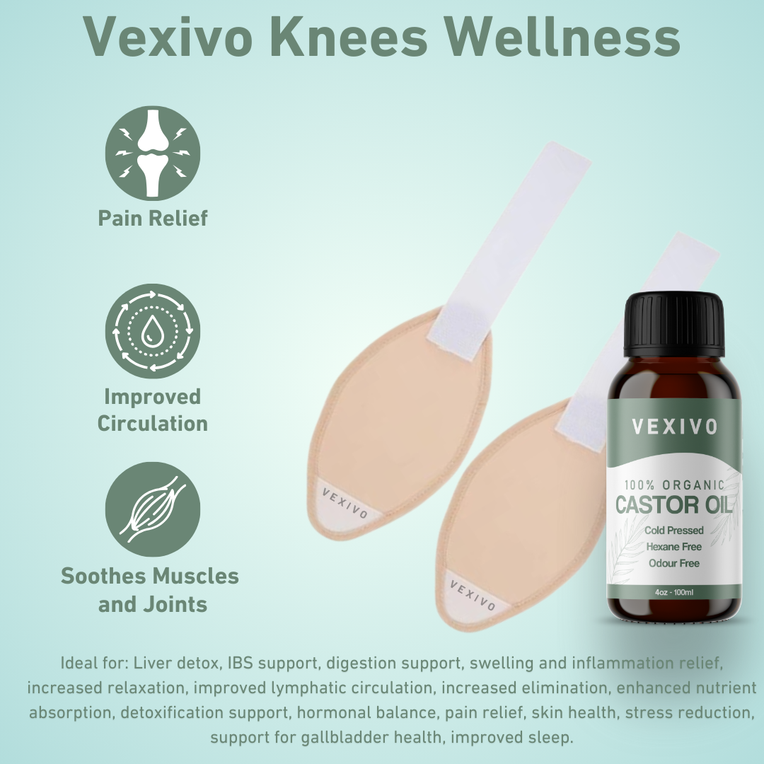Vexivo Knees Wellness Pack (Wraps + Castor Oil)