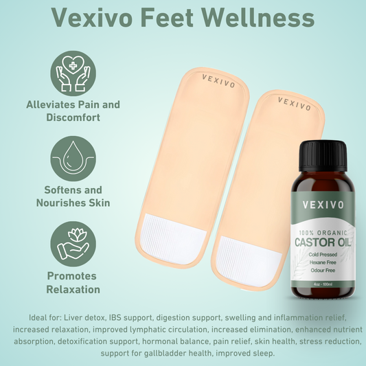 Vexivo Feet Wellness Pack (Wraps + Castor Oil)