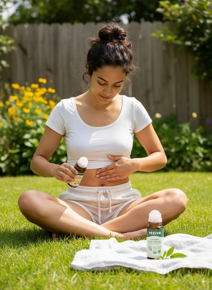 Vexivo | Cold Pressed Organic Castor Oil Roll-On in Amber Glass