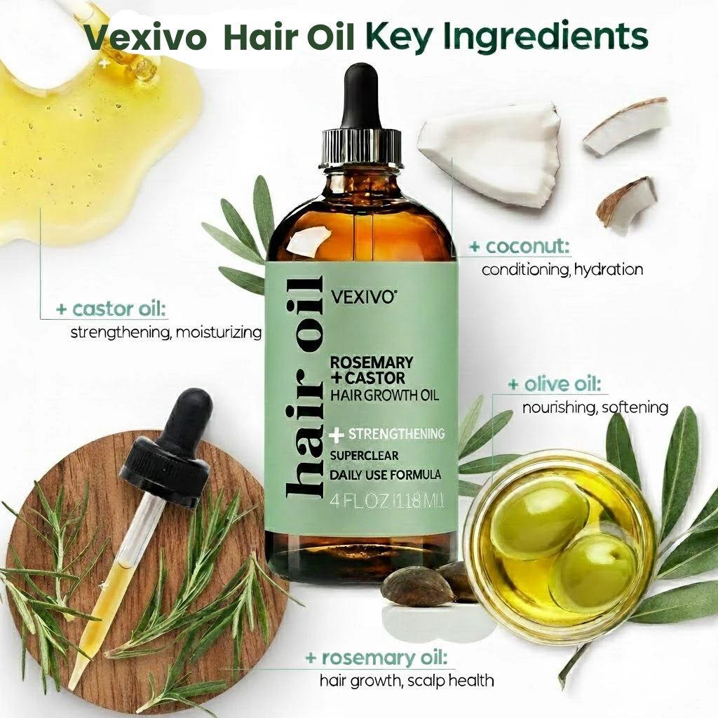 Vexivo | Botanical Hair Growth Oil Kit with Scalp Brush