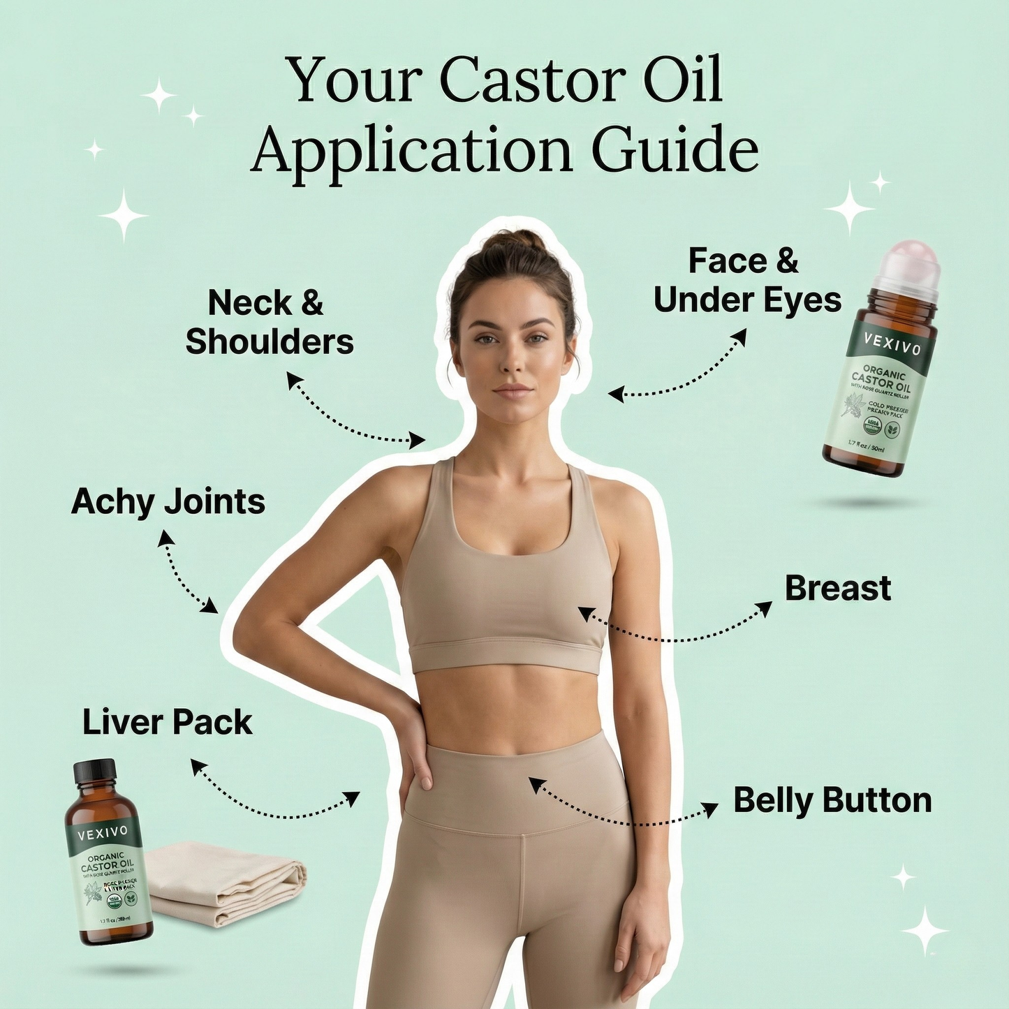 Vexivo | USDA Certified Organic Castor Oil Roll-On in Amber Glass