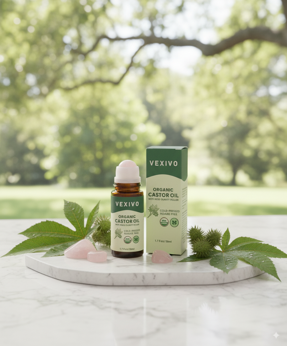 Vexivo | USDA Certified Organic Castor Oil Roll-On in Amber Glass