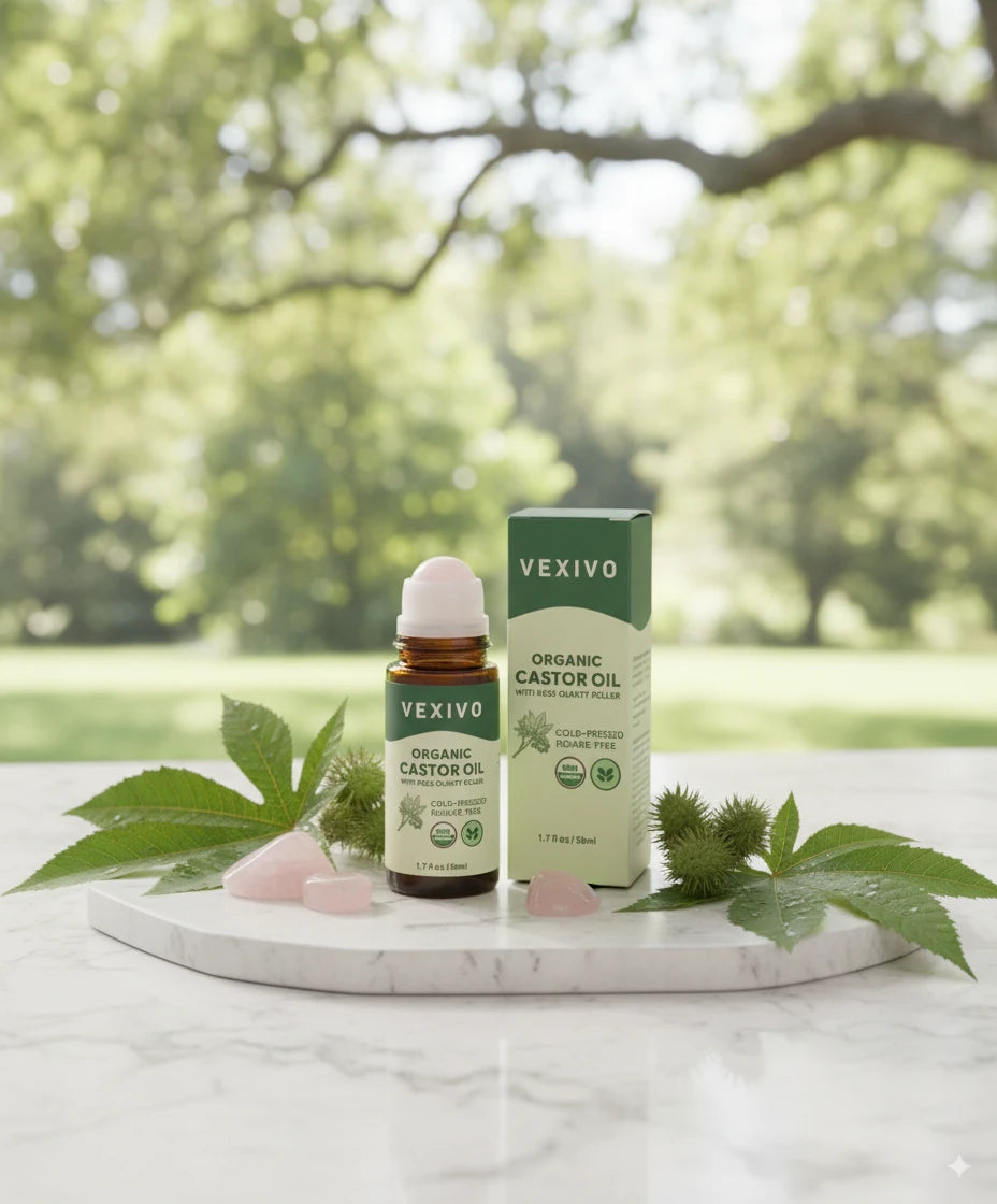 Vexivo | Cold Pressed Organic Castor Oil Roll-On in Amber Glass