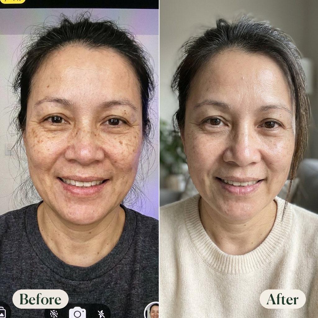 Before and after: more even, brighter skin